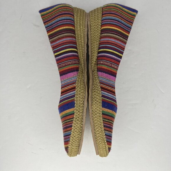 Beacon Womens Size 6.5 Phoenix Multi Stripe Textile Guatemalan Design Slip-Ons - Picture 7 of 9